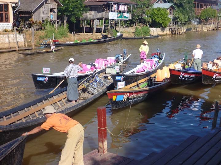 Longboats at the wharf